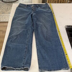 J. Crew Women's wide  Leg Blue Jeans button front full length